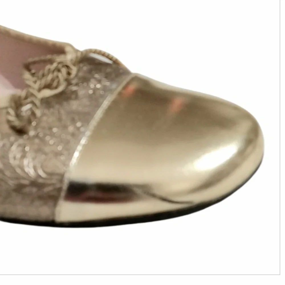 Paul Mayer Attitudes Metallic Gold Embossed Leather Ballet Flats Size 11
